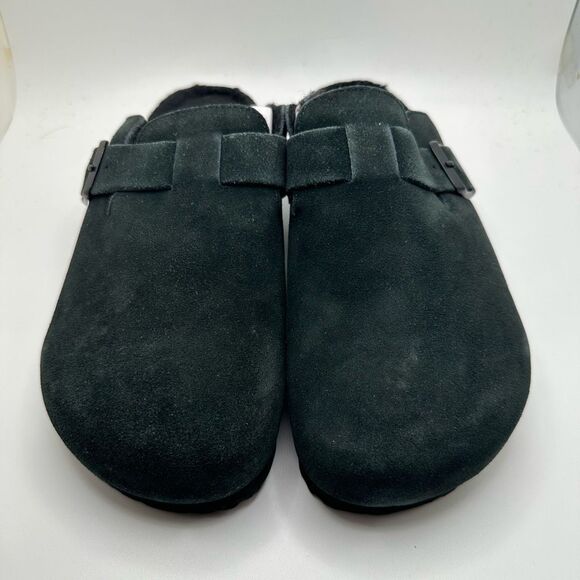 CUSHIONAIRE Women's Hana Cork footbed clog with Genuine Leather upper, Faux Fur - Picture 2 of 7